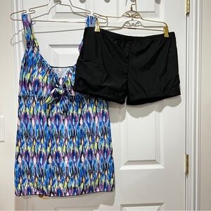 DANIFY Plus Size Swimsuits Tankini Swimwear Two Piece Plus Size (Tag54=US20)